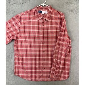Old Navy Everyday Built-In Flex Shirt Men XL Red Plaid Regular Fit Button Up NEW